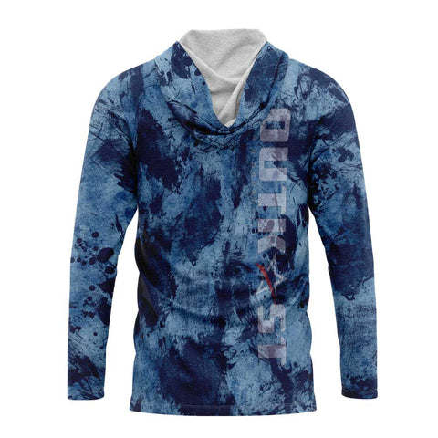 Blue Grunge Hooded Fishing Shirt
