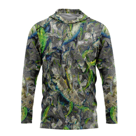 Grey Pelagic Camo Hooded Fishing Shirt