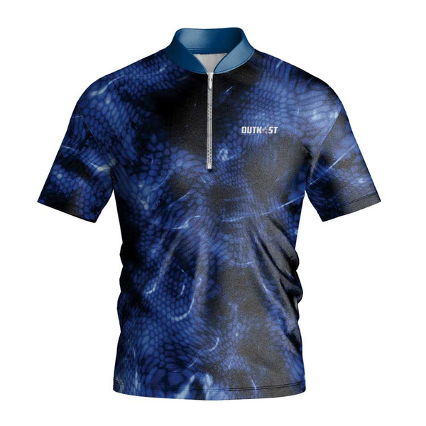 Blue Chameleon Camo Short Sleeve Fishing Shirt