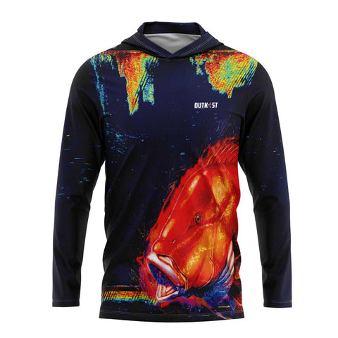 Red Emperor Snapper Hooded Fishing Shirt
