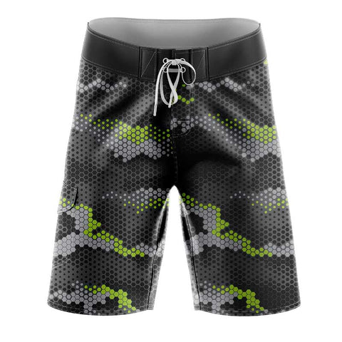 Lime Green Hex Camo Slimfit BoardShorts