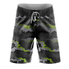 Lime Green Hex Camo Slimfit BoardShorts